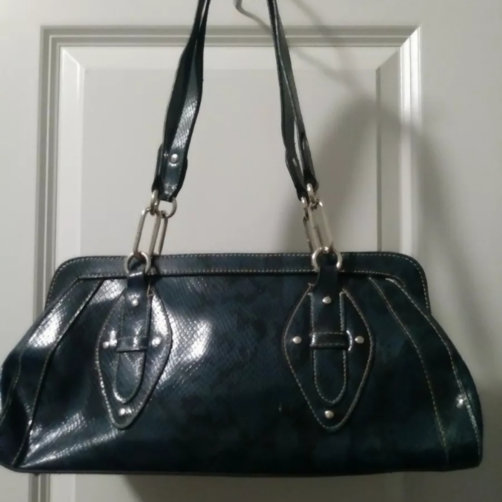 Worthington Handbag Leather Black Green Used Good